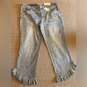Cato Denim Ruffled Hem Cropped Jeans Womens 16